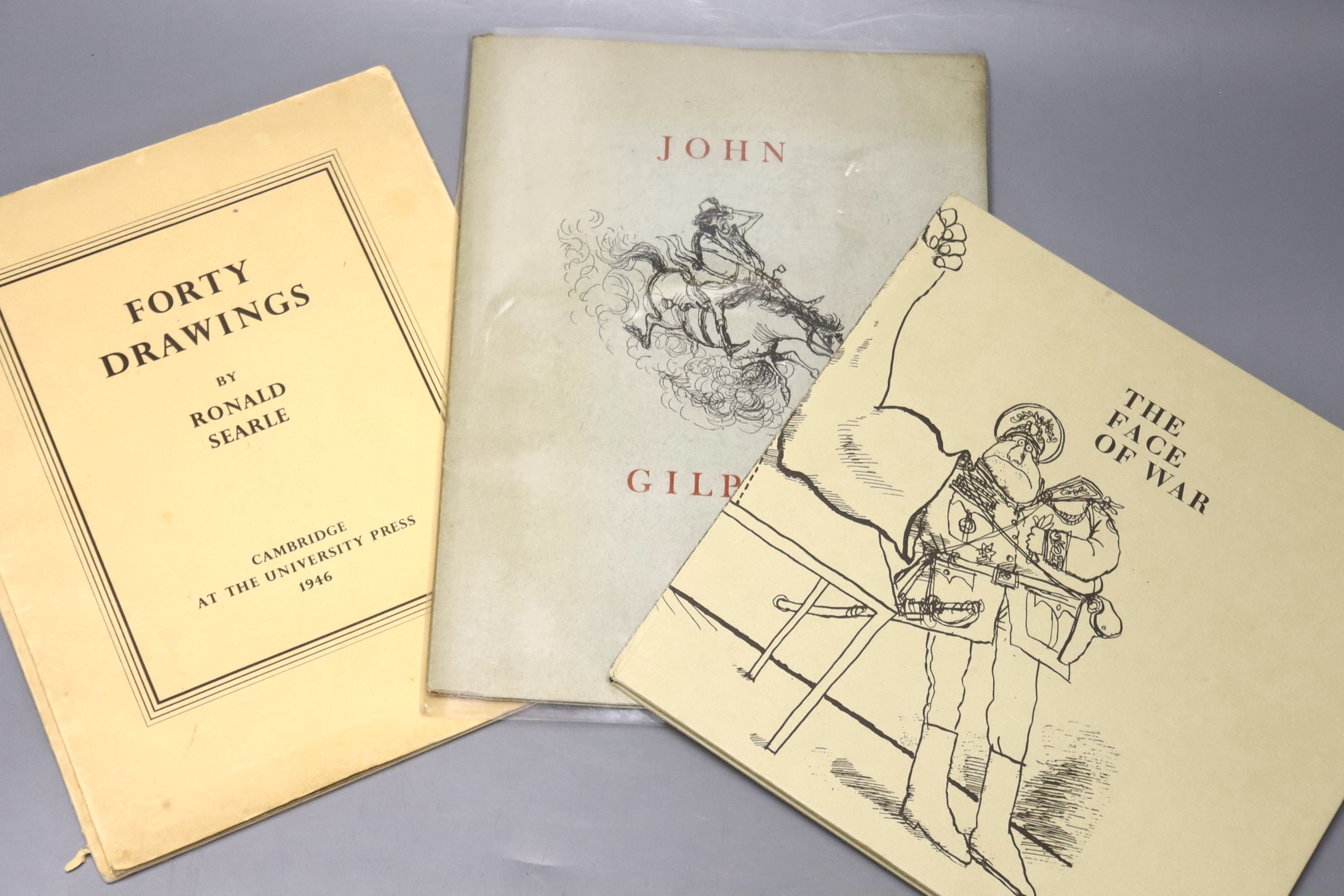 Rae, Simon & Searle, Roland, 'The Face of War', A signed limited edition numbered 103/294, Previous Parrot Press, Oxford 1999, together Searley, Ronald, 'Forty Drawings' Cambridge, University Press, 1946 and Cowper, Will